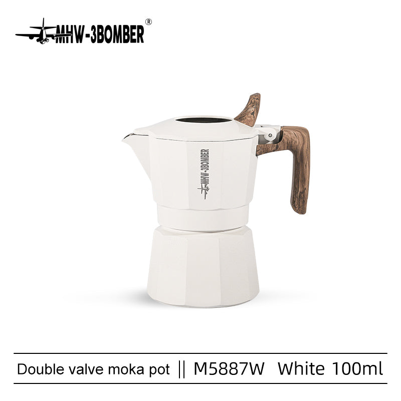 MHW-3BOMBER Double Valve Moka Pot Espressokocher 100 ml White