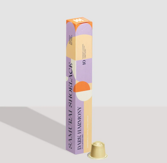 Kaffeekapseln Samurai Shoelace Dark Harmony, Haselnuss, Schokolade, Dunkle Schokolade und geröstete Mandeln 10 Stück