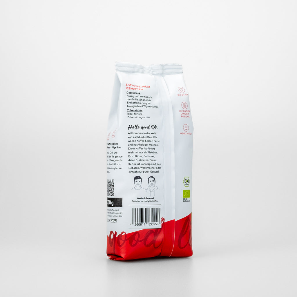 earlybird coffee Bio Kaffee Entkoffeiniert House Blend – 250g Gemahlen
