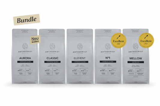 Antagonist Coffee Probierpaket Espresso 5 x 250g, 5 Espressosorten gemischt - Klassisch bis kräftig