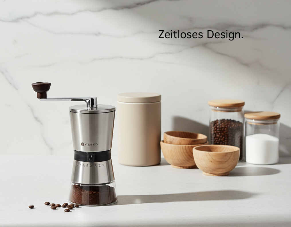 Handkaffeemühle mit Keramik-Mahlwerk und 8-Mahl-Stufen
