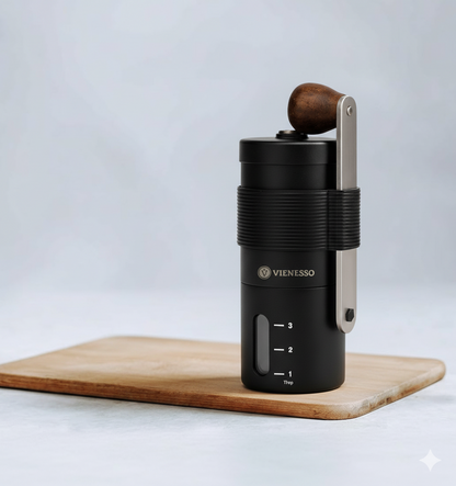 Kaffeemühle Manuell mit stufenloses Keramikmahlwerk - Kompakte Handkaffeemühle (schwarz)