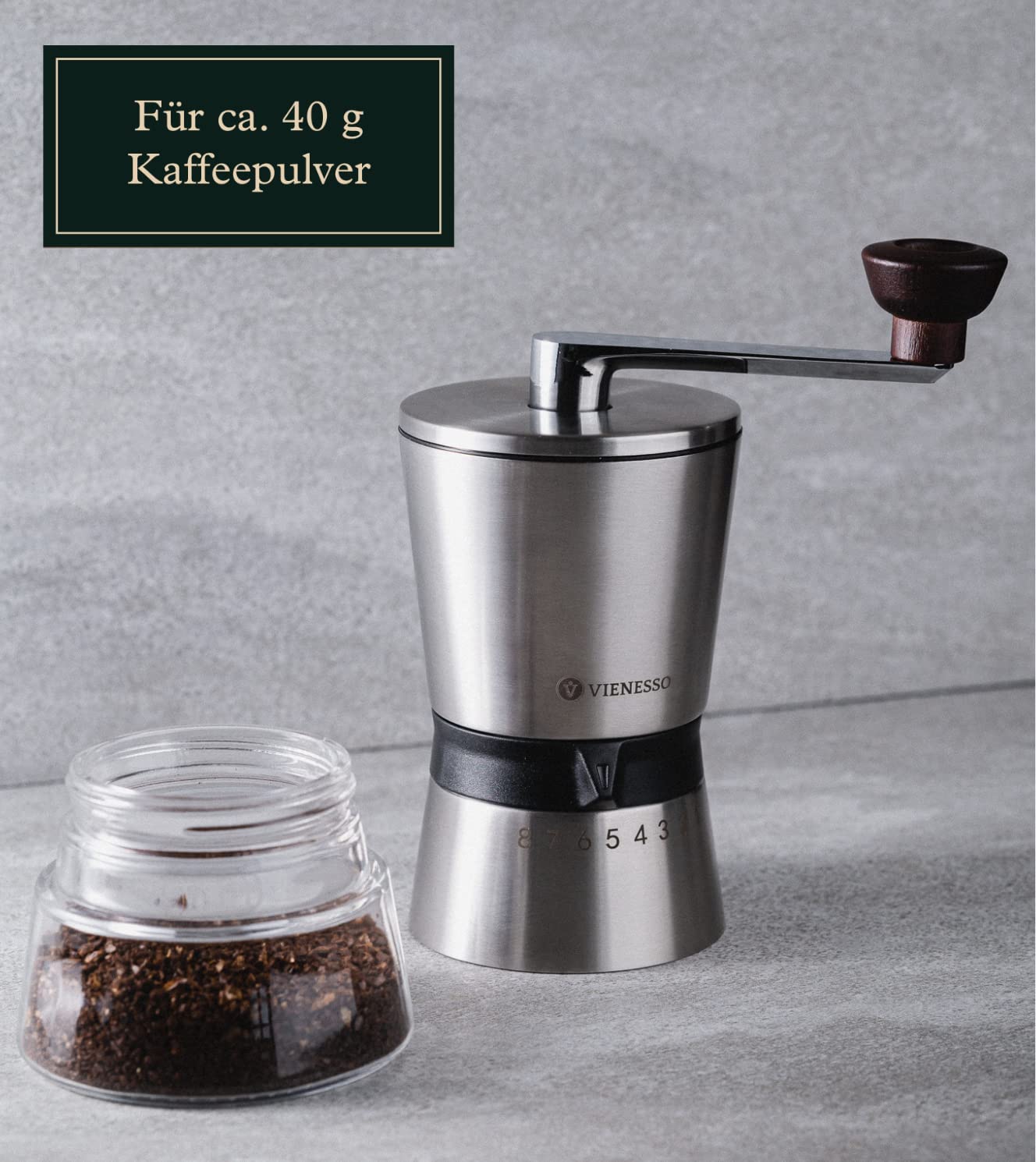 Handkaffeemühle mit Keramik-Mahlwerk und 8-Mahl-Stufen