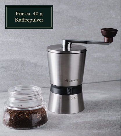 Handkaffeemühle mit Keramik-Mahlwerk und 8-Mahl-Stufen