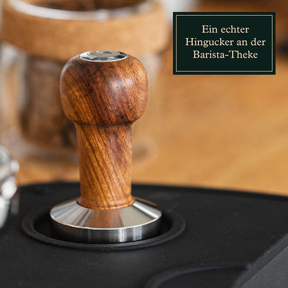 Tamper mit edlen Holzgriff - Espresso Stempel für den Barista inkl. Matte