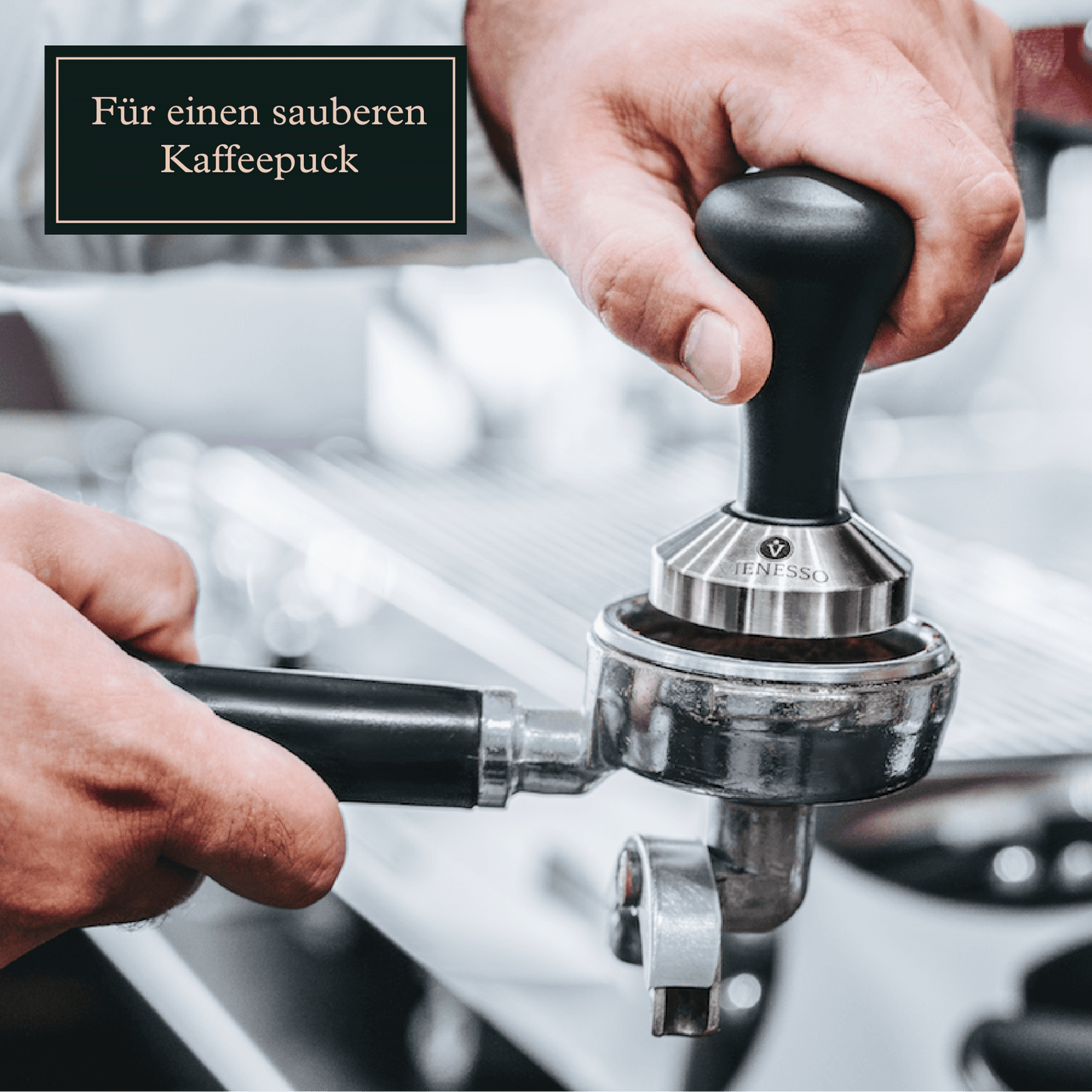Tamper Set für den Barista - Espresso Stempel zum Andrücken aus Edelstahl und Druckguss-Griff inkl. Matte - 51 mm